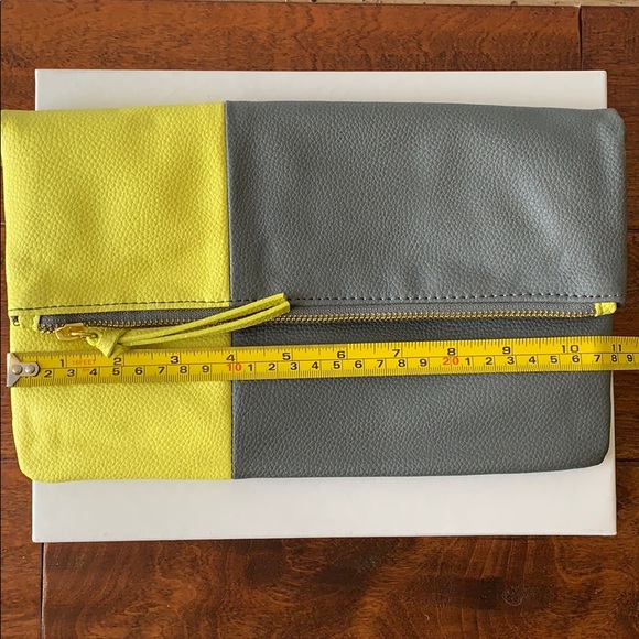 Yellow /Grey Color Block Wristlet Clutch - new - Picture 6 of 8